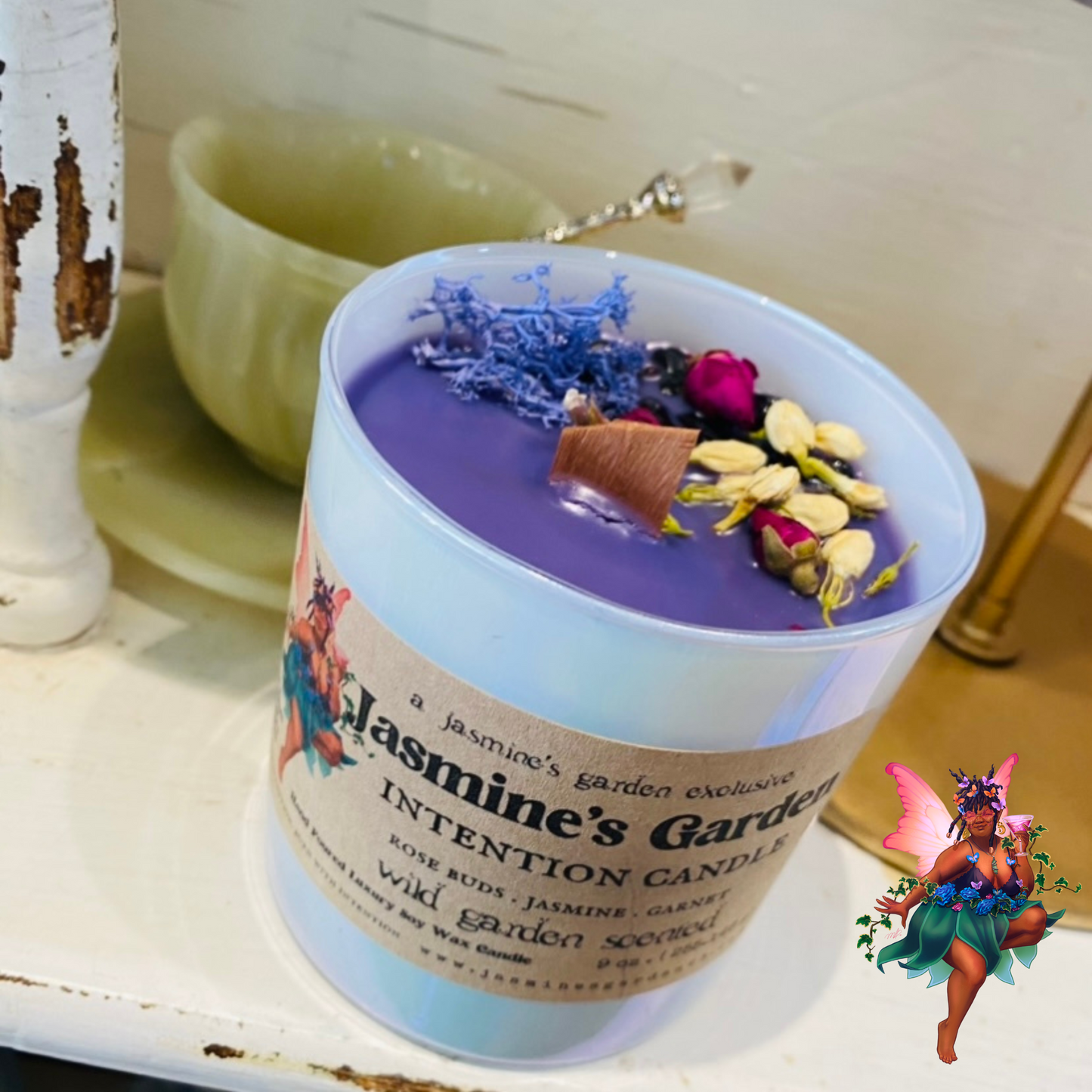 Jasmine's Garden Organic Coconut Soy Wax Intention Candle - 9 oz